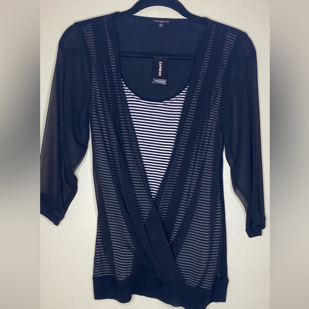 NWT Express Black & White 2 in 1 Blouse